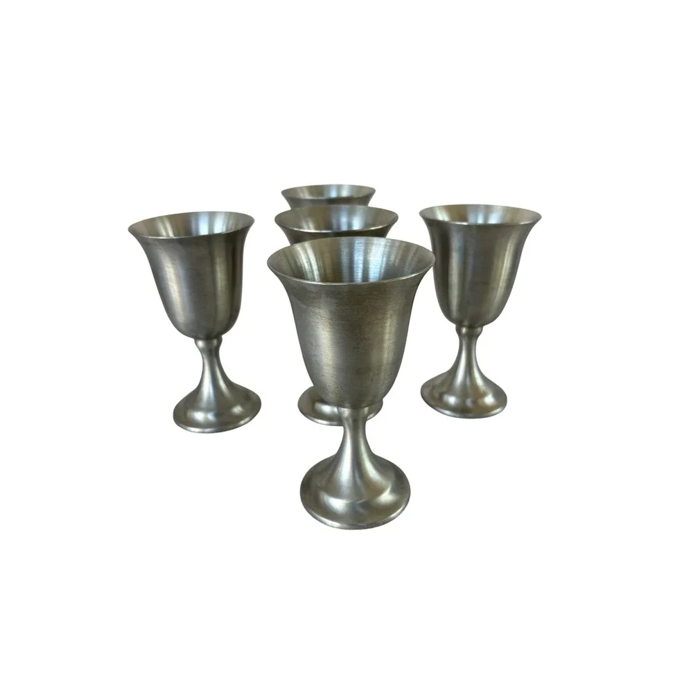 Leonard Goblets Unisex OS Silver Excellent Genuine Pewter Weighted Set of 5